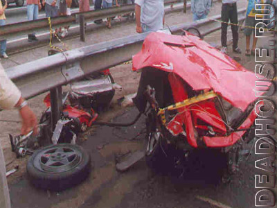 The corpse of a Ferrari driver. Drunk Driving