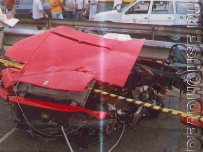 The corpse of a Ferrari driver. Drunk Driving