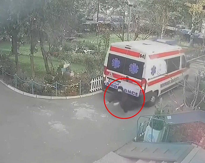 Ambulance hit a pedestrian