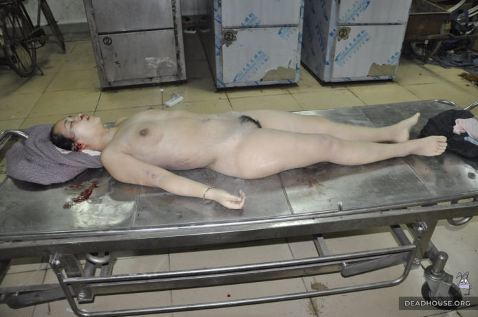 Naked girl in the morgue