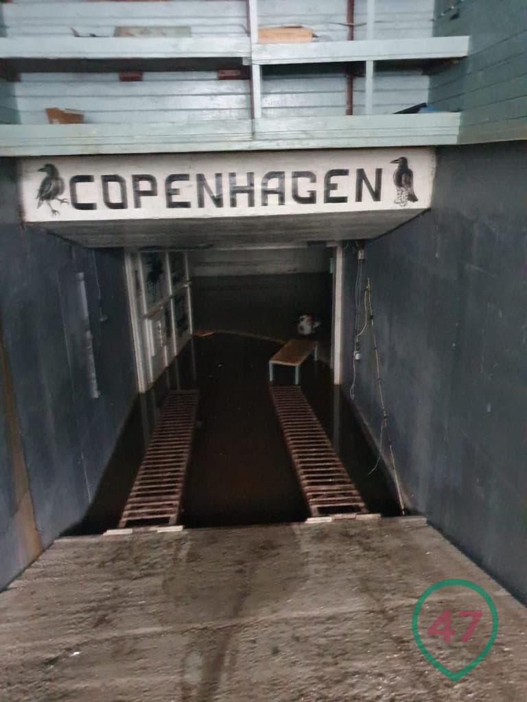 The entrance to the underground prison is flooded