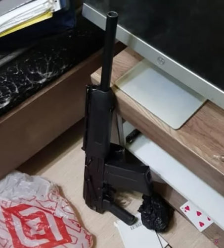 The seized Saiga carbine