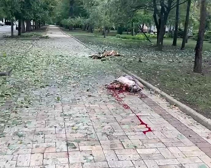 The corpses of civilians in Donetsk