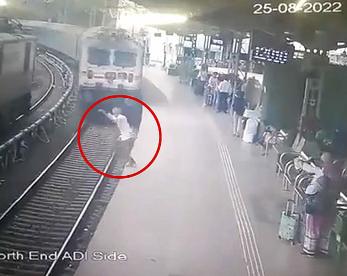 The man threw himself under the train