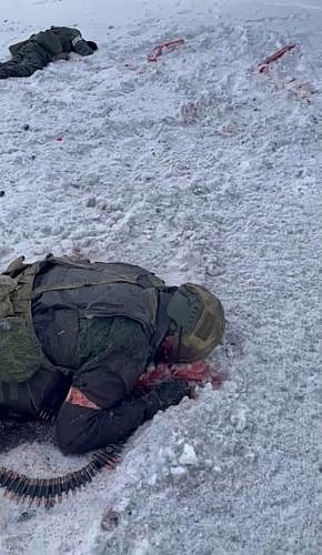 Corpses of Russian soldiers in the snow