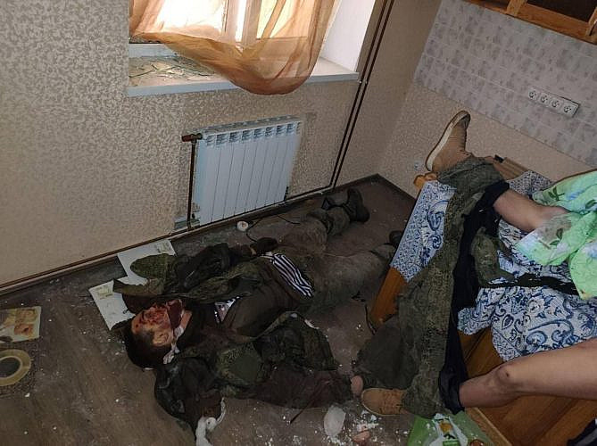 Corpses of Russian soldiers in a Ukrainian house