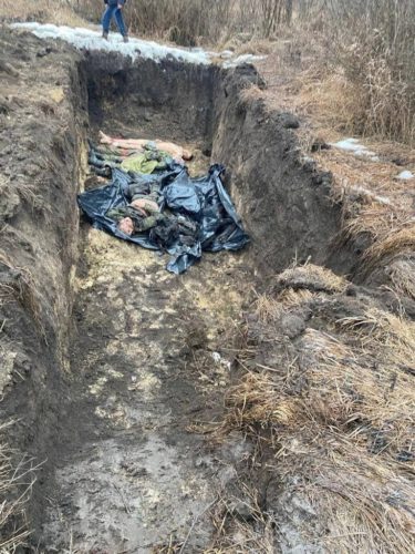The bodies are buried in mass graves. Ukraine
