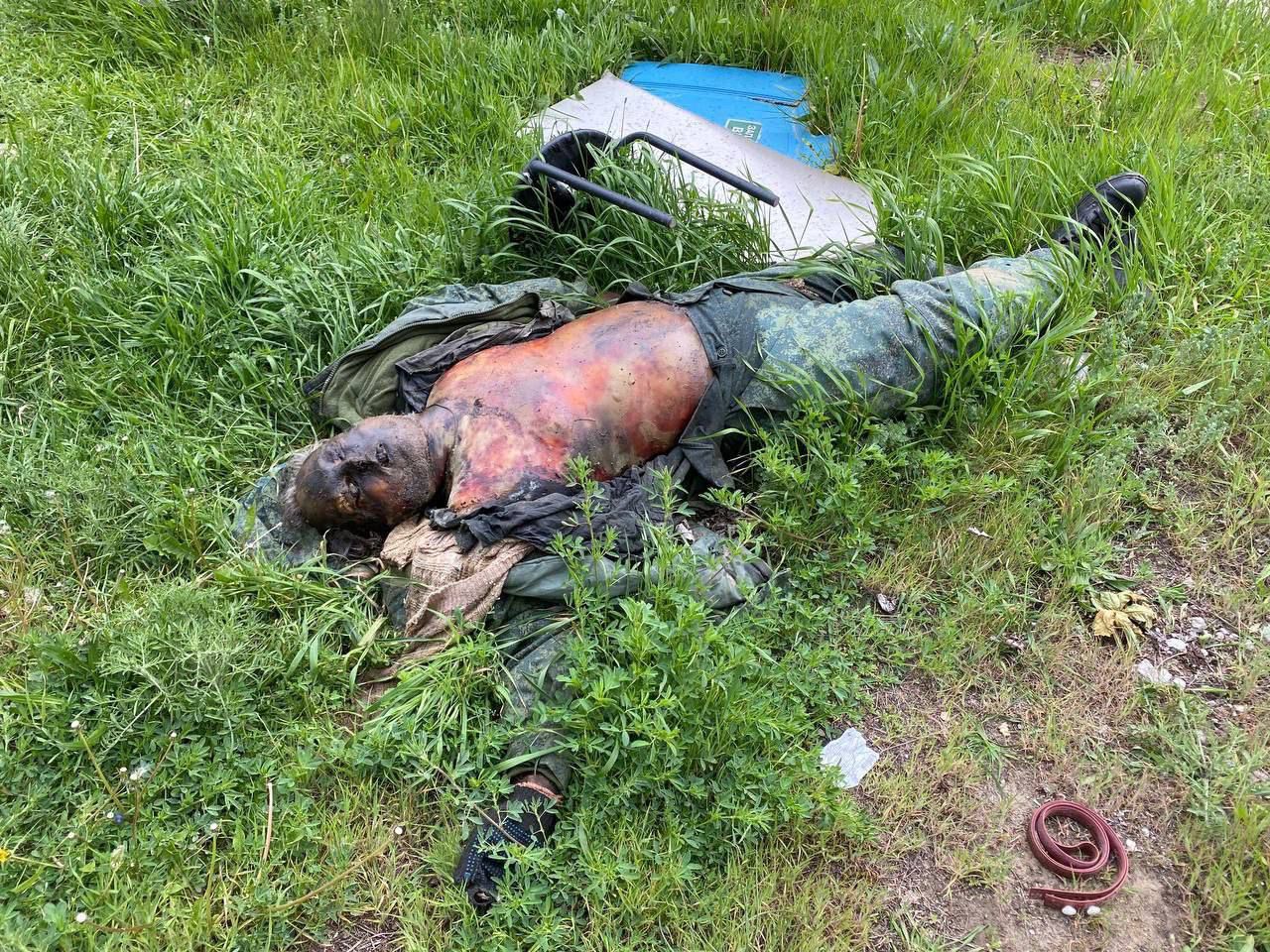 Slightly bloated corpse of a Russian military