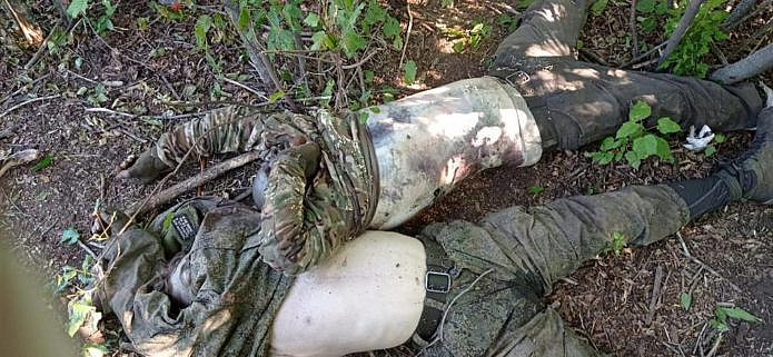Slightly bloated corpses of Russian military