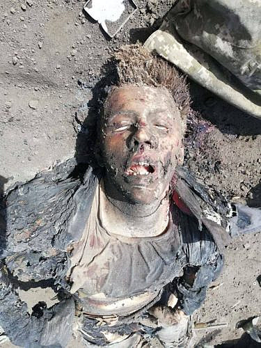 Corpse of a soldier. Probably Russian Armed Forces
