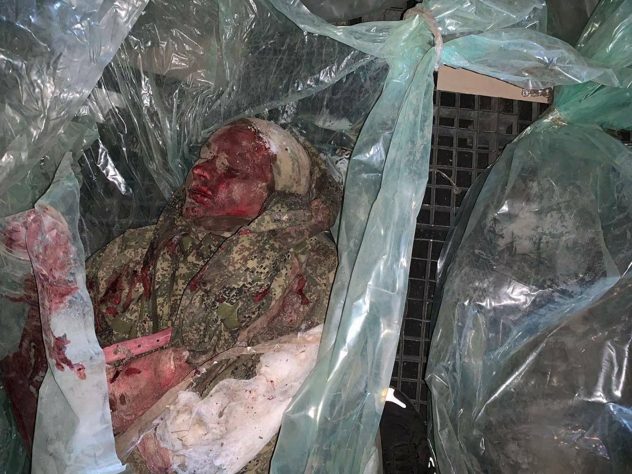 Corpses of Russian soldiers in bags
